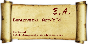 Benyovszky Apród névjegykártya
